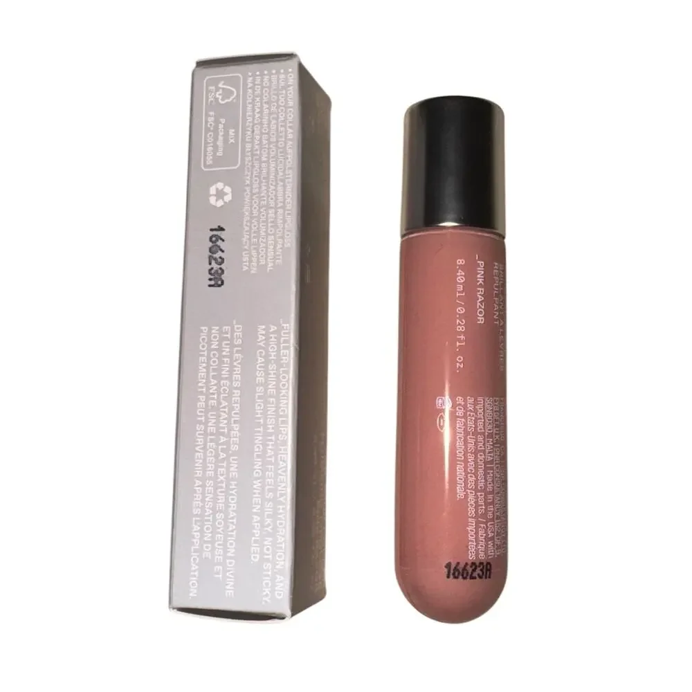 New REM Beauty On Your Collar Plumping Lip Gloss in Pink Razor Nude Luxury